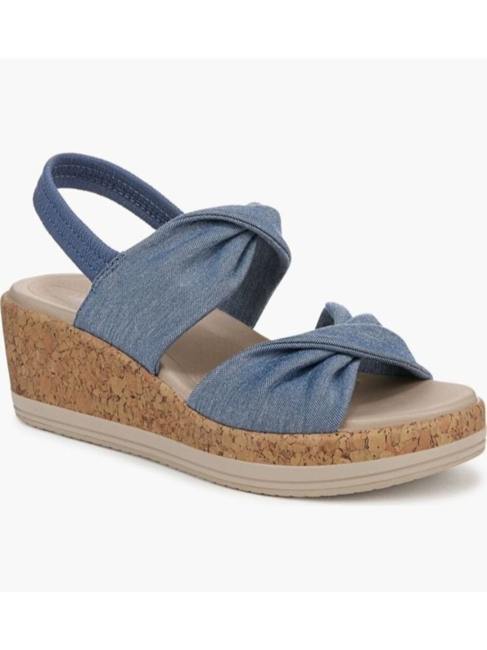Lifestride Womens Blue Wedge Sandals Bzees Open Toe Slingback Sz 9M New
